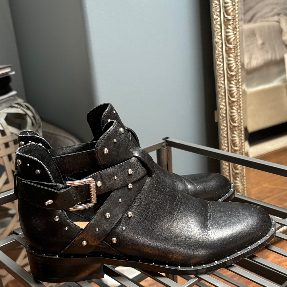 Halogen Black Ankle Boots with Silver Studs
